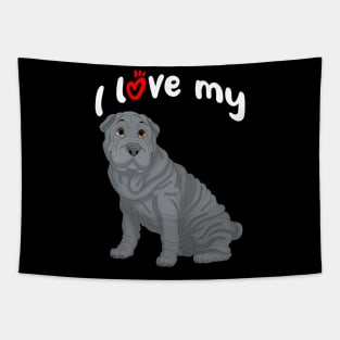 I Love My Blue Shar-Pei Dog Tapestry