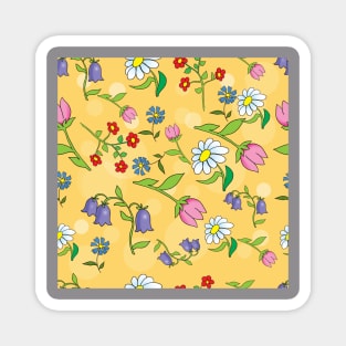 flowers on a yellow background Magnet