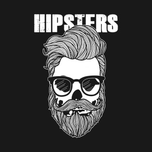 Funny Hipster Skulls 80's Retro Punk Hipster Skull T-Shirt