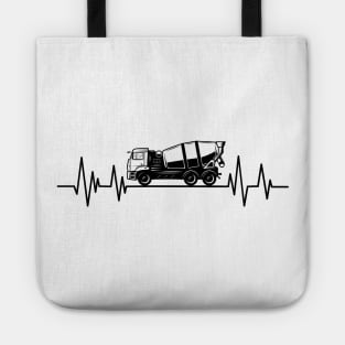 concrete mixer truck Driver heartbeat Birthday concrete mixer machine lover Tote