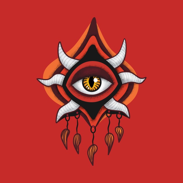 Whimsigoth Demon Evil Eye In Red by Boriana Giormova