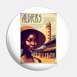 Algiers Woman Algeria Vintage Travel Art Poster Pin