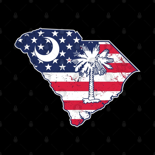 South Carolina Palmetto State - USA Flag Vintage Patriotic Design by TGKelly