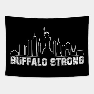 Buffalo Strong Pray For Buffalo White New York Skyline Tapestry