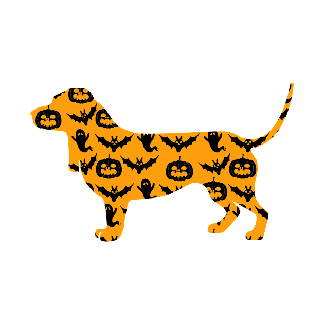 basset hound dog halloween pattern gift by T-shirt verkaufen