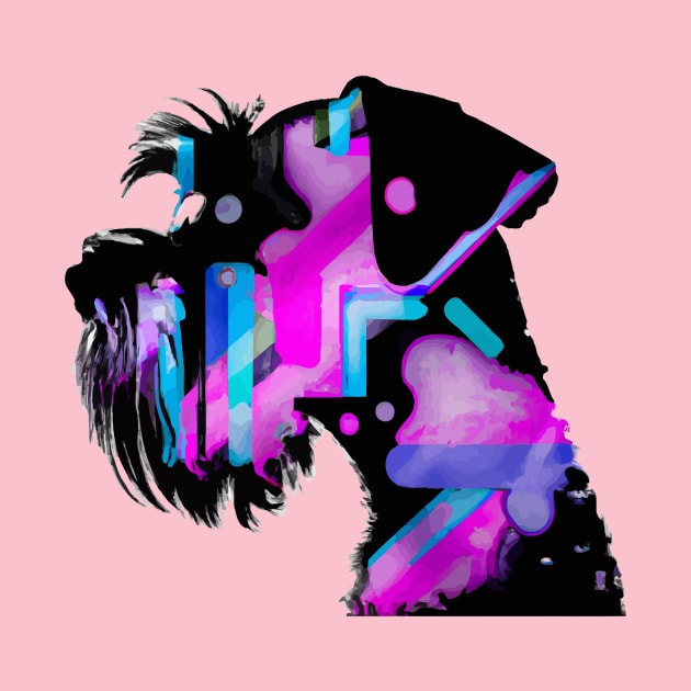 Miniature Schnauzer Futuristic Synthwave Artwork by Furrban