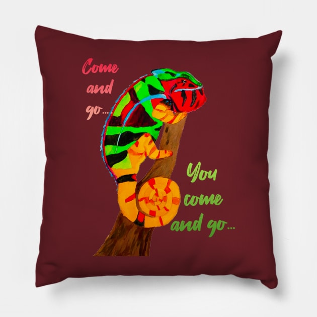 Karma Chameleon Pillow by LuvbuzzArt