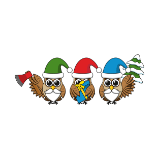 Three Funny Christmas Gnome Owls T-Shirt