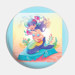 Mermaid and Fish Pin