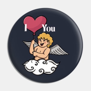 Cupid and Love Balloon Pin