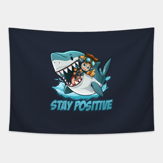 Stay Positive t-shirt sticker Tapestry by SergioCoelho_Arts