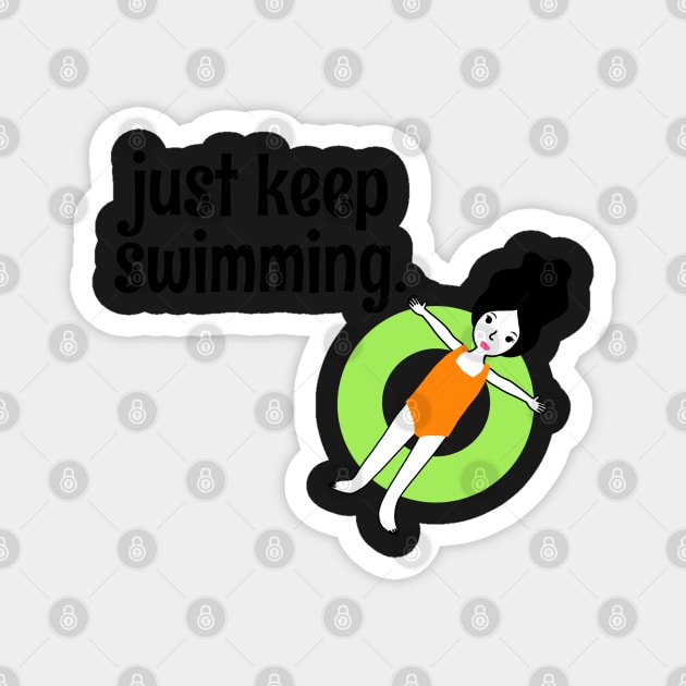 Just Keep Swimming Cute Summer Girl Inflatable Tube Magnet by faiiryliite