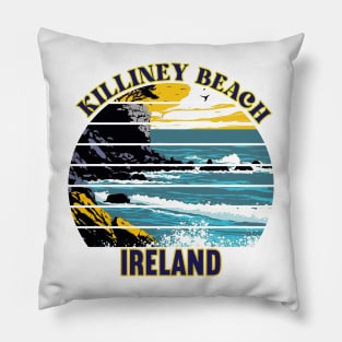 Killiney Beach Dublin Ireland Retro Sunset Pillow