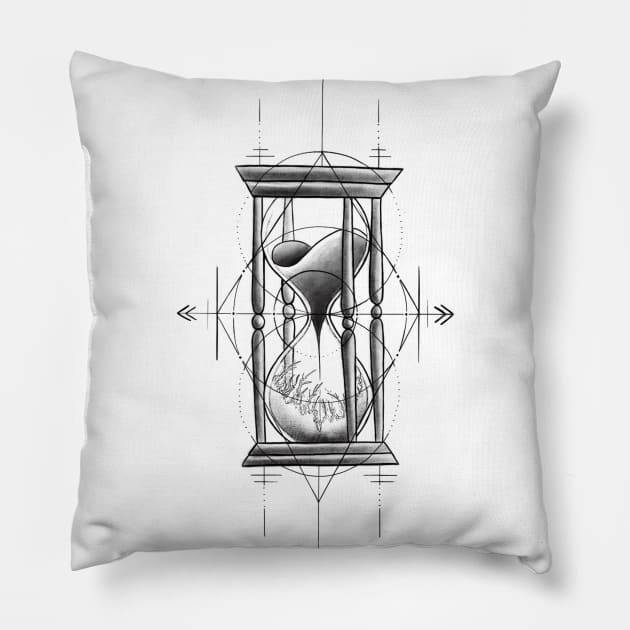 Classic Hour Glass with Sand and Ice with Geometrical Tattoo Design Pillow by Tred85