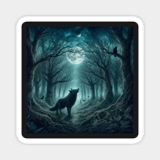 Proud Wolf in a spooky forest Magnet