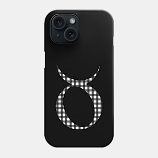 Taurus Zodiac Horoscope Symbol in Black and White Gingham Pattern Phone Case