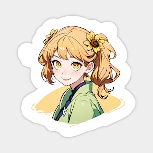 Cute happy anime girl in summer series Magnet