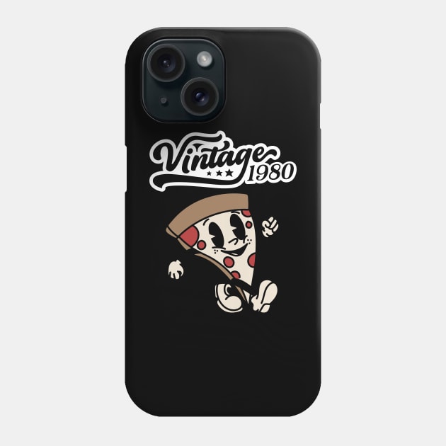 Vintage Funny Pizza Retro 80s Food Phone Case by Peter smith