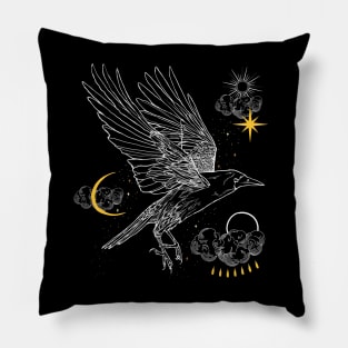 Crow In The Clouds Pillow