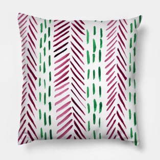 Abstract herringbone pattern - pink and green Pillow