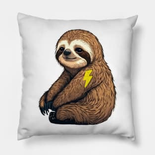 sloth flash tattoo Pillow