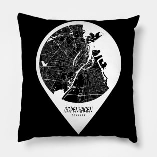 Copenhagen, Denmark City Map - Travel Pin Pillow