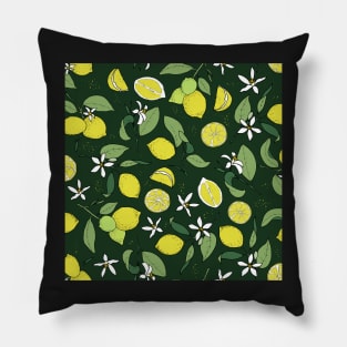 lemons on dark green Pillow