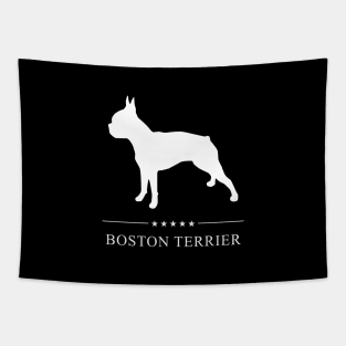 Boston Terrier Dog White Silhouette Tapestry