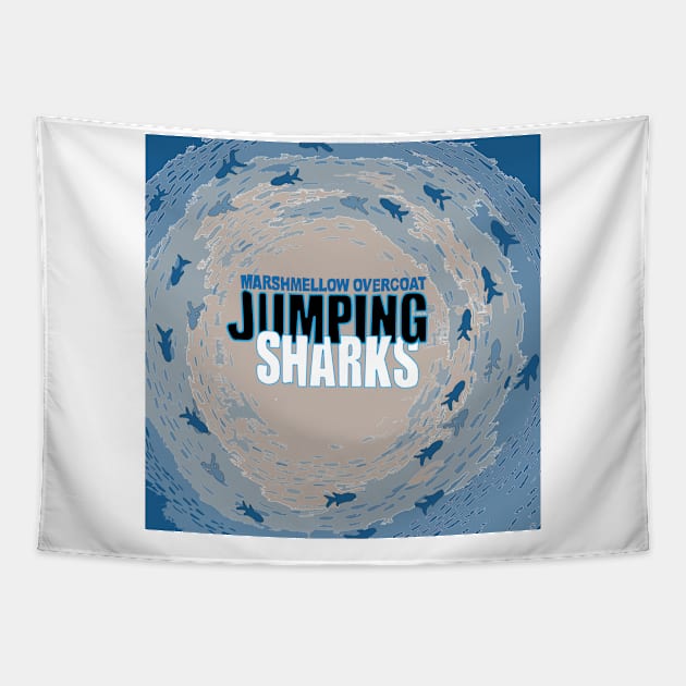 Jumping Sharks Tapestry by Marshmellow Overcoat Store