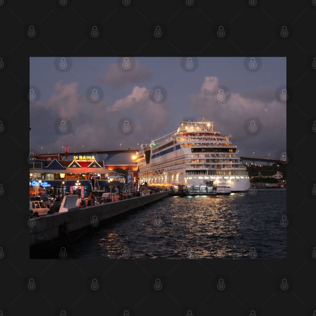 AIDAluna Cruise Ship docking at Willemstad Curacao at Night by Christine aka stine1