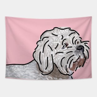 Bichon Frise Dog on Pink Tapestry