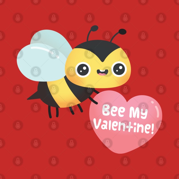 Cute Bee My Valentine, Valentines Day Pun Cartoon by rustydoodle