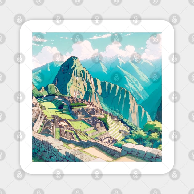 Machu Picchu Illustration Peru Magnet by unrealartwork