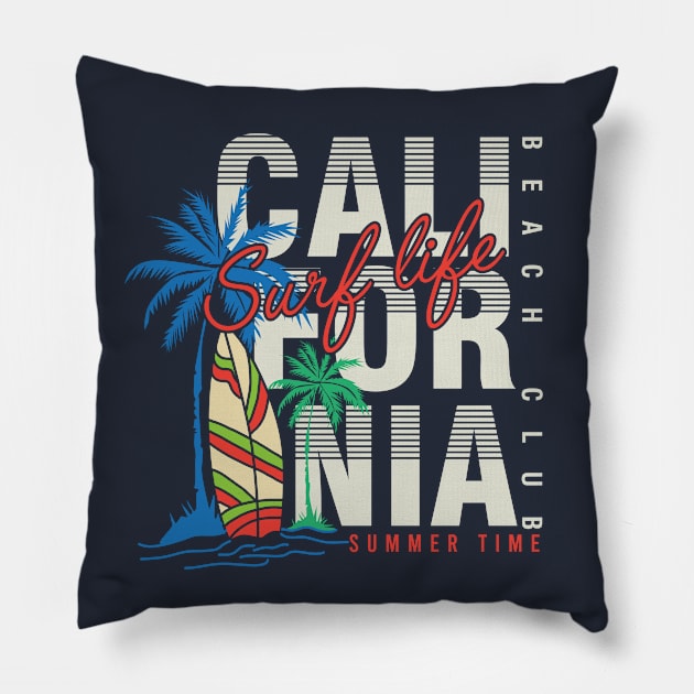 California Beach Summer typography Pillow by SSSD