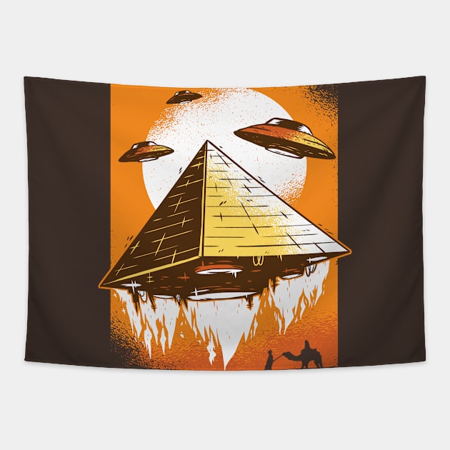 UFO Pyramid Graphic Tee Tapestry by vexeltees