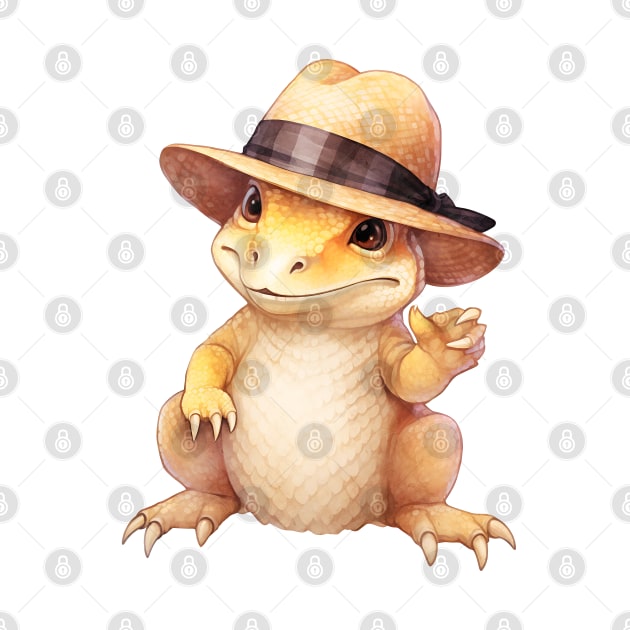 Komodo Dragon in Straw Hat by Chromatic Fusion Studio