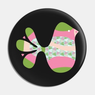 Preppy Pink Green Bird Pin