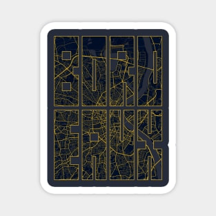 Bordeaux, France City Map Typography - Gold Art Deco Magnet