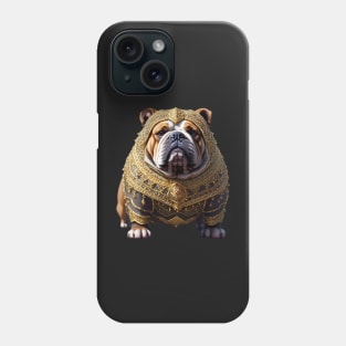 Badass Bulldog in Golden Chainmail Armor and Helmet Phone Case