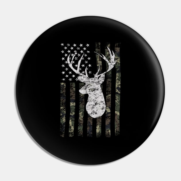 Buck Deer Hunting Camouflage Flag Hunter Pin by SnugFarm