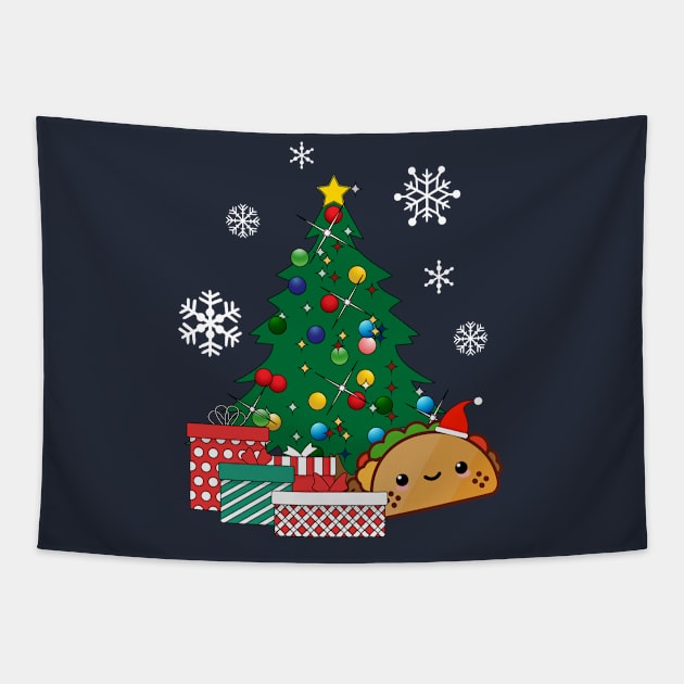 Happy Taco Around The Christmas Tree Tapestry by Nova5