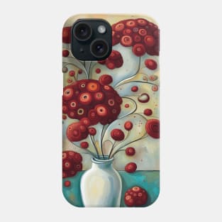 Cute Abstract Flowers in a White Vase Still Life Painting Phone Case
