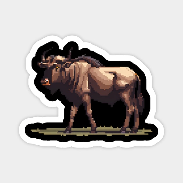 Pixelated Wildebeest Artistry Magnet by Animal Sphere