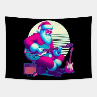 Papa Noel con guitarra vaporwave retrowave Tapestry