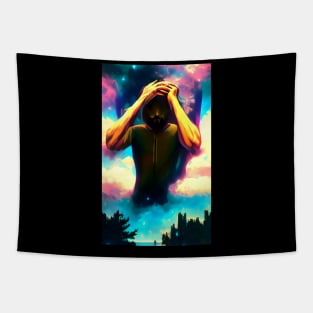 Sad Face - Rainbow Sky Stress Tapestry