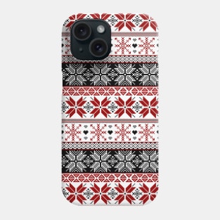 Red and Black Winter Fair Isle Pattern Phone Case