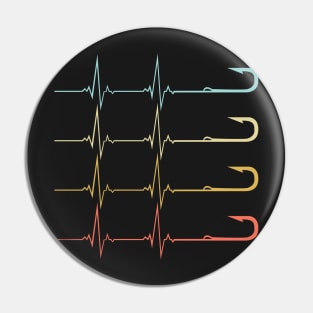 fishing hook heartbeat Pin