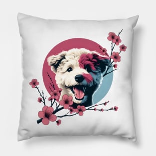 Pumi Enjoys Spring, Cherry Blossoms, and Floral Delight Pillow