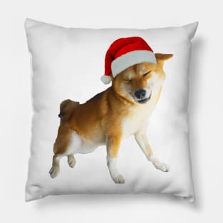 Lilly the Shiba Inu Airplane Ears with Christmas Santa Hat Pillow