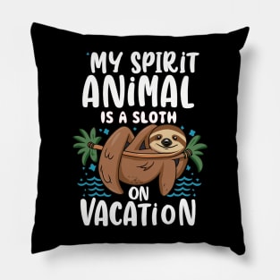 Chill Sloth: Relaxed Vacation Vibes Pillow